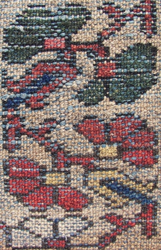 Bachtiar . Old  . ca. 195 cm. x 136 cm.  Wool on cotton.  5 cm. From top and bottom guard border missing.  Backside stitched with cotton band.   ...