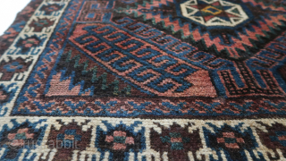 Single khorjin front,fragment.( no kilim back,no closure system on top. Seating small rug ? ) wool on wool, ca ; 80 cm x 66 cm. Mushwani Belouch design and visual motifs. ...