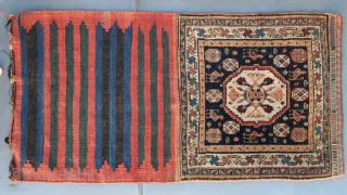 Single Khorjin , Khamseh Afshar ( Hybrid ?) khorjin . Great dark blues. First quarter 20th. Cent. closed, ca: 60 x 60 cm. ( opened ca: 60 ...
