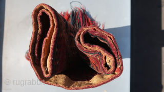 Torba Kejebe, front, Saryk / Tekke, very fine weave/knotting . ( See also : Heinz Hegenbart .) .Great depth in colors, foldable. etc. ca : 40 ( 80) x 130 cm. ...