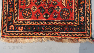 Small boteh Poshti ca; 44 cm x 43 cm.( ca 17 inch x 17 inch. ) , Wool on wool, slight Caucasian wool vibe.. Kurdish ? Fully ...