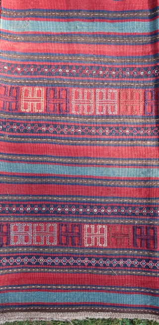 Flatweave, Kelim, Palas,(  Kurdish, eastern Caucasus .Ca; first half 20th. Cent. ?  ) . Wool on wool, very good overall condition. Ca; 290 cm. x 180 cm. Ca; 9 Kg,s.  ...