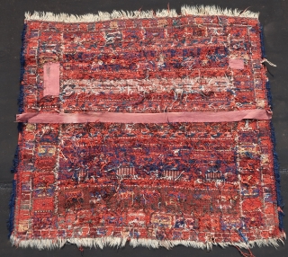 Luri\Bakhtiari animal flatweave unwashed and unrestored fragment synthetic colors.  1930. Wool on wool,  .ca 90 x 100 cm 


            