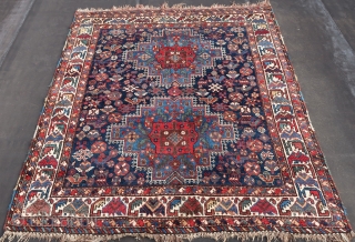 South persian tribal, wool on wool, some goathair, cleaned,good colors, washed, full piled, and ca 162 cm x 198 cm.
Afshar region ? , Two medallions and a pleasant crowded field with all  ...