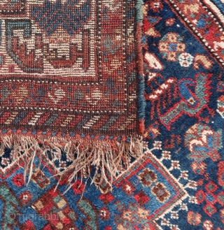 South persian tribal, wool on wool, some goathair, cleaned,good colors, washed, full piled, and ca 162 cm x 198 cm.
Afshar region ? , Two medallions and a pleasant crowded field with all  ...