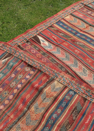 Kordi, Kurdish Kilim, brocaded, ca; 345 cm x 185 cm. Wool on wool, good overall condition. Ca. 1930. See also Wilfried Stanzer. "Kordi".page 116-117.