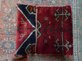 Bag, utility bird bag. ( Caucasian ? )  wool,wool,cotton,nylon (rope.)  Ca; 35 cm x 34 cm. ( Old.)             