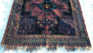 Afshar ( In the snow.) Old, wool on wool, condition as shown on the pics. ca. 138 cm. x 114 cm.  Enjoy.          