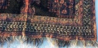 Afshar ( In the snow.) Old, wool on wool, condition as shown on the pics. ca. 138 cm. x 114 cm.  Enjoy.          