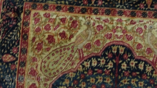 Antique Kermansha rug,2'5" x 3'2".
in good condition with low pile.                       