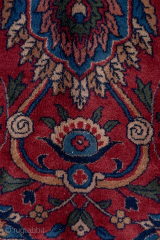 Lahore Carpet

10.0 X 14.8
3.04 X 4.34


The rich raspberry field is decorated by a cloud band, palmette and two-level spiral tendril pattern. The navy border of this northern Indian workshop carpet features three  ...