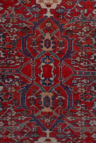 Mahal Carpet

8.5 x 12.0
2.59 x 3.69

This high quality west Persian village carpet displays a good madder red field  with an allover pattern of green lozenges and bars, eight palmette radiating   ...