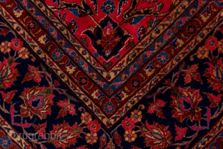 Kashan Carpet

8.8 x 12.0
2.68 x 3.65

This very  good condition central Persian city carpet shows a very slightly abrashed ruby red field with a tonally en suite medallion defined by dark blue  ...