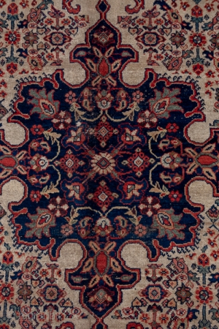 Mahal Carpet

8.11 x 12.3
2.47 x 3.74

A navy four pendanted medallion dominates the old ivory field with a small floral pattern organised around eleven vertical staves. Rosettes, laves and little palmettes figure in  ...