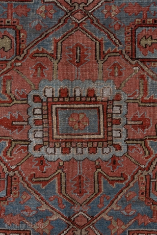 Heriz Carpet

9.8 x 12.9
2.98 x 3.93

We might term this a 'Serapi', but 'Heriz' will do. This rural NW Persian carpet presents a green octogramme medallion with tonally matching ragged palmette pendants on  ...