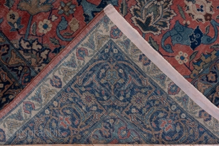 Tabriz Carpet

9.0 x 11.6
2.74 x 3.53
 
The  deep rose field displays a variation on the classic "Vase carpet" pattern of erect and tilted palmettes in a wide variety of styles and  ...