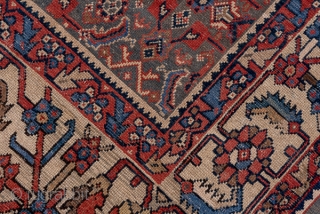 Mahal Carpet

9.0 x 12.5
2.74 x 3.18

An ivory detailed allover Herati design fills the green field of this attractive west Persian rural carpet. The ivory main border employs the triple posy "tangerine flower"  ...