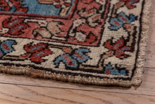 Heriz Carpet

10.9 x 14.9
3.32 x 4.54 

Of higher Serapi grade, this NW Persian village carpet displays a terra cotta red subfield centred by a palmette pendanted navy nested medallion with ivory Herati  ...