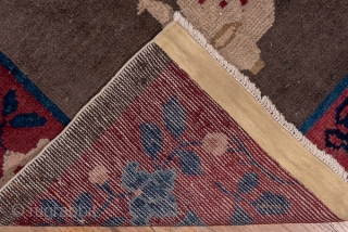 Peking Chinese Long Runner

3.0 x 26.2
0.91 x 7.98

The slate field of this particularly long interwar Peking runner displays  teapots, Ru-yi sceptre , Go board, books, tripod vessel and other symbolic and  ...