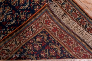 Bidjar Narrow Runner

1.9 x 14.8
0.57 x 4.51

Offset rows of triple posy flowers in the Kurdish manner decorate the dark blue ground of this west Persian Kurdish  town rug. There is a  ...