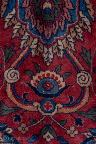 Lahore Carpet

10.0 x 14.8
3.04 x 4.51

The rich raspberry field is decorated by a cloud band, palmette and two-level spiral tendril pattern. The navy border of this northern Indian workshop carpet features three  ...