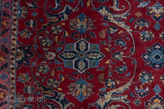 Bidjar Carpet

9.8 x 15.6
2.98 x 4.75
 
This particularly curvilinear Kurdish city carpet looks more like a Kashan with its complex  allover pattern, but there is no medallion. Instead the rinceaux spiral  ...