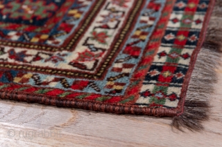 Khamseh Runner

3.6 x 15.2
1.09 x 4.63 
The medium blue field of this south Persian tribal runner displays a pole medallion of four ivory and one red hexagons with colourful small and medium  ...