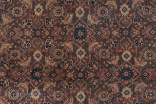 Mahal Carpet

8.9 x 12.0
2.71 x 3.65

A classic small pattern Persian allover Herati pattern fills the medium bark brown field of this west Iranian village carpet. The caramel tone main border shows simple  ...