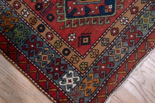 Karaje Runner

3.1 x 14.9
0.94 x 4.54 

The abrashed warm madder red ground displays ten hooked, hexagonal medallions in ivory, pumpkin, dark  blue, medium blue,sandy camel and light blue, with  jewelry  ...