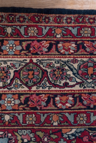Kerman  Carpet

9.7 x 12.10
2.95 x 3.68
 
Traditionally termed  'Lavar', this SE Persian urban carpet has a huge, layered, all navy medallion exploding out of the ecru field and only constrained  ...