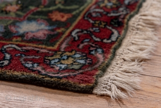 Indian Carpet

12.0 x 15.0
3.65 x 4.57

Not Agra, but just as good with a warm red field displaying an allover pattern of serpentine cloudbands, two layers of vinery trellises, and various palmettes. Detail  ...