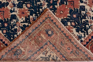 Malayer Runner

3.2 x 16.5
0.97 x 5.02
 
The old ivory field displays loosely drawn dark blue and rose-brown bouquets in an offset row layout within a red-brown border with an ivory undulating vine  ...