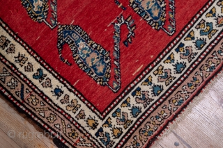 Malayer Runner

3.7 x 14.5
1.12 x 4.41

The brisk red field displays rows of slightly leaning slender floriated botehs, three to a line in a clearly textile-derived pattern. The cream main border of this  ...