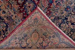 Kerman Carpet

9.9 x 16.11
3.01 x 4.91

The natural scarlet cochineal red field is densely covered by a palmette, long leaf, boteh leaf and escutcheon allover, unidirectional  pattern. A variety of small flowers  ...