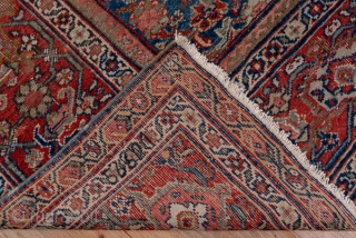 Mahal Carpet

10.8 x 12.9
3.29 x 3.93
 
The attractive abrashed cerulean blue field is neatly covered by a medium scale allover classic Herati pattern detailed in rust, ivory and green. The rust border  ...