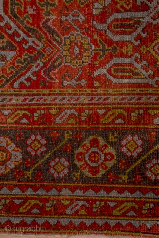 Oushak Carpet

12.6 x 13.9
3.84 x 4.23

This almost square west Anatolian antique carpet is done in the 18 th century “Smyrna” style with a Turkey bred field covered by a Yaprak (Leaf) pattern.  ...