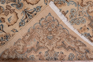 Kerman Runner

2.9 by 17.0
0.88 x 5.18

This ivory ground SE Persian city runner displays a detached flower spray pattern in light blue, sienna brown, pistachio, buff, salmon   and tan, all within  ...