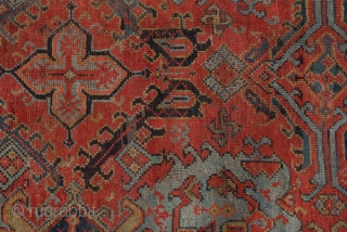 Oushak Carpet

12.10 x 16.7
3.68 x 5.09

This antique western Turkish carpet features a red field closely covered by alternating columns of palmettes and Yaprak lozenges with an attractive medium blue-green and a dark  ...