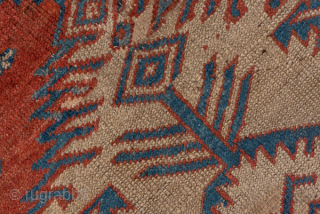Antique Persian Serapi Carpet, Circa 1900. Rare allover pattern of stylized palmettes, cypress trees, and geometric motifs on a warm ivory field.
10'9" x 13'8"
Item No: 53377