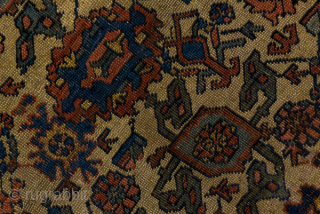 Antique Persian Bidjar Carpet, Circa 1910. Elegant ivory Herati field with an elongated rust diamond medallion framed by deep navy corner spandrels and a finely detailed floral border.
8'10" x 12'6"
Item No: 56181