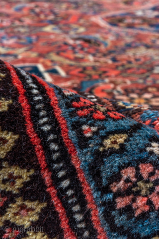 Antique Persian Bidjar Rug, Circa 1900. Richly detailed Herati field centered by a geometric diamond medallion and framed by a highly desirable ivory turtle border.
6'8" x 9'0"
Item No: C92135