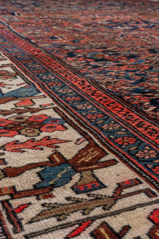 Antique Persian Bidjar Rug, Circa 1900. Richly detailed Herati field centered by a geometric diamond medallion and framed by a highly desirable ivory turtle border.
6'8" x 9'0"
Item No: C92135