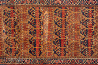 Antique Persian Bidjar Runner, Circa 1920. Finely detailed allover geometric floral design woven across a warm camel field framed by richly ornamented olive and terracotta borders.

3'2" x 11'3"

Item No: 98525   