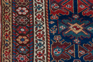 Antique Persian Bidjar Runner, Circa 1910. Finely woven allover lattice of stylized palmettes and geometric floral motifs across a rich midnight blue field framed by crisp ivory and terracotta borders.

3'7" x 8'3"

Item  ...