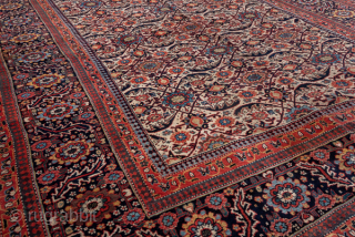 Antique Persian Bidjar Carpet, Circa 1900. Classic allover Herati design woven with exceptional precision across the entire field, framed by multiple richly detailed floral borders.
8'1" x 18'2"
Item No: C7632