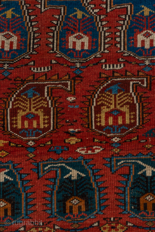 Antique Persian Kurdish Runner with Boteh Design, Circa 1900. Bold boteh motifs arranged across a rich madder-red field.
3'8" x 9'9"
Item No: C22562