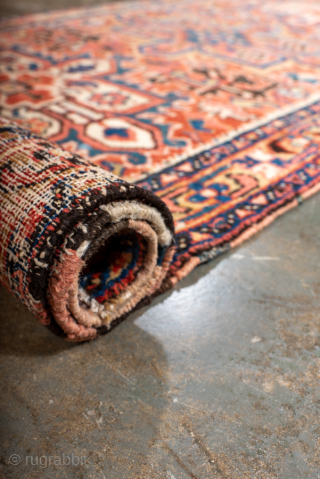 Antique Persian Kurdish Runner with Geometric Rosette Design, Circa 1900. features repeating octagonal rosettes arranged across a rich indigo field.
3'2" X 13'5"
Item No: 99604