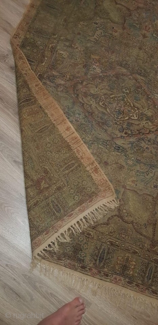Turkish Kayseri rug silver threads old                           