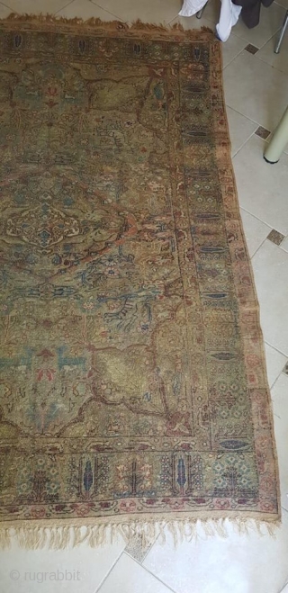Turkish Kayseri rug silver threads old                           