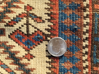 Rare Antique 19th c. Caucasian Dagestan Shirvan Rug.  Good Even Pile. See photos for condition, it has one area of fold wear, some loss to selvage, one small hole. Nice drawing  ...